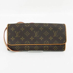 LOUIS VUITTON Monogram Leather Brown Pochette Twin Shoulder Clutch